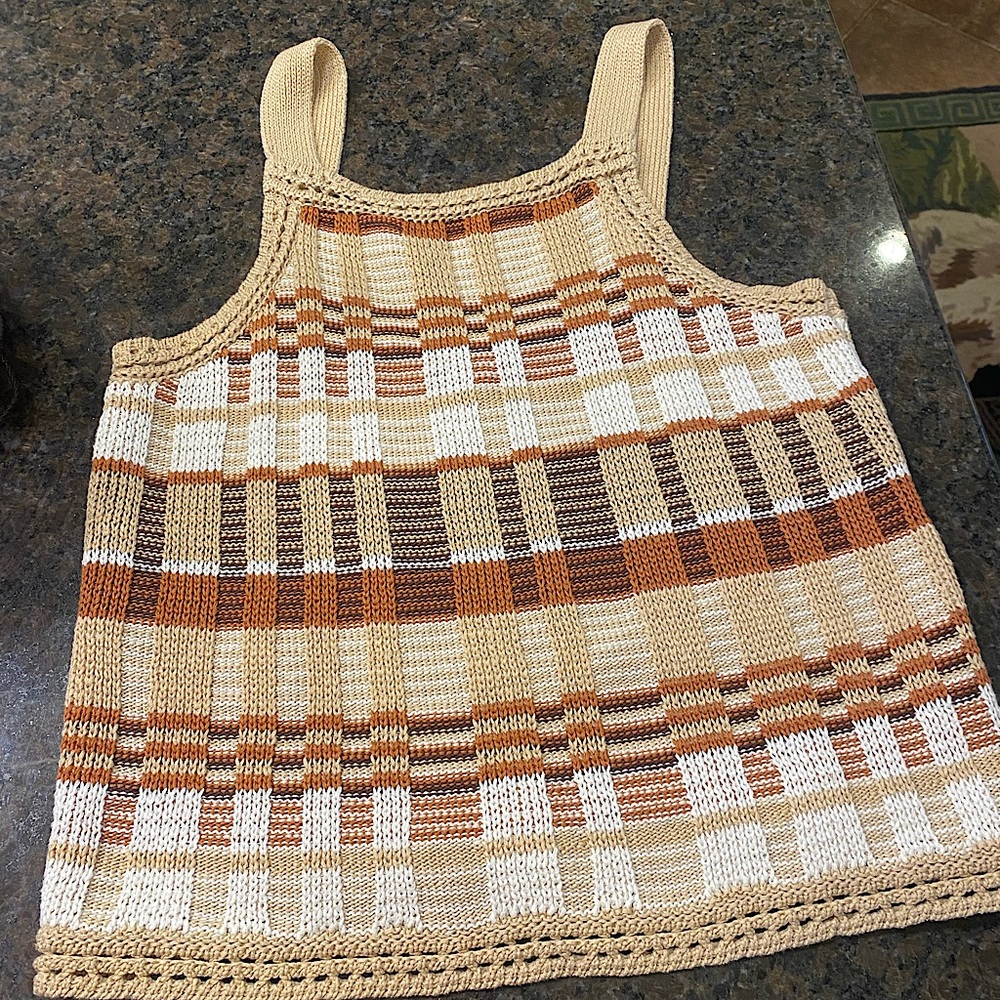 Banana Republic Plaid Knit Sweater Tank Size S